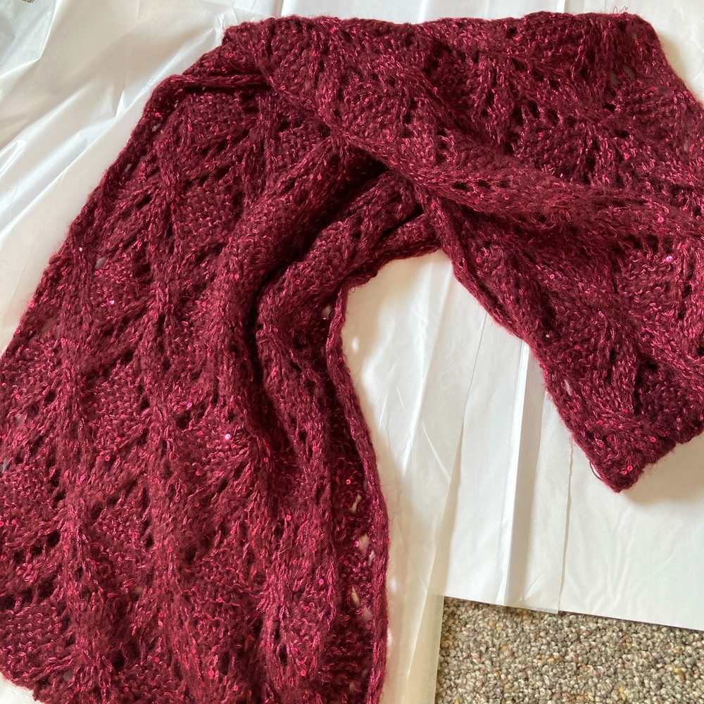 Maroon, sequin Wine sparkle accessory infinity winter fall sweater- red burgundy